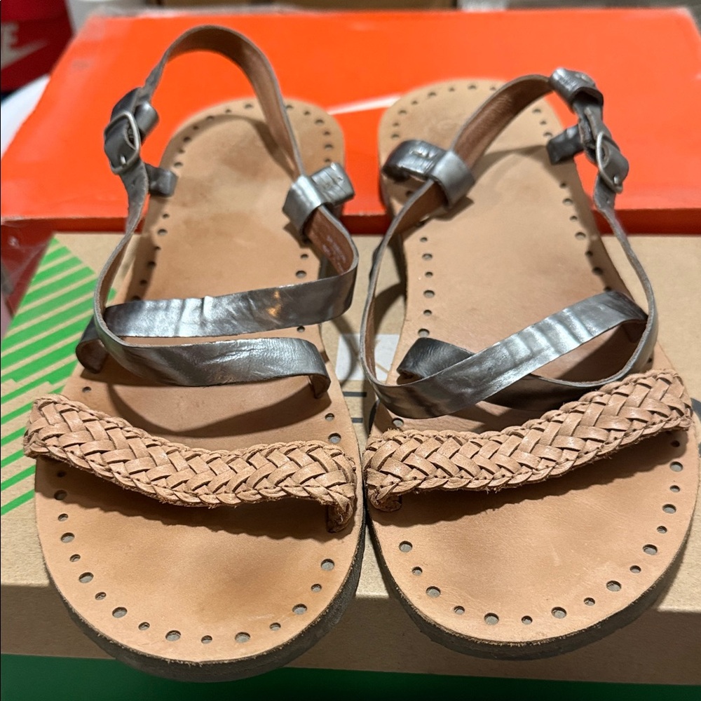 Brown and Silver Sandals